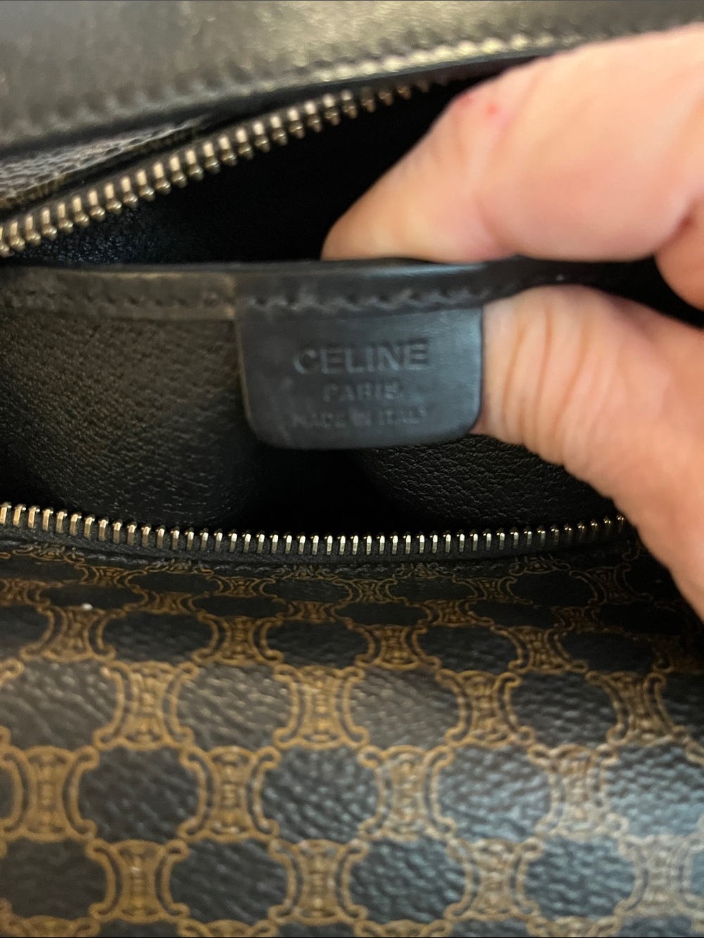 CELINE Brown Patterned Bag with Gold Accents - Picture 10 of 14